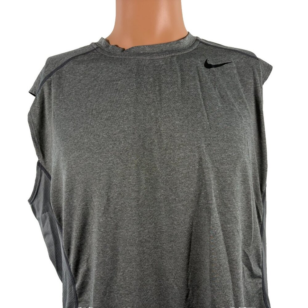 Nike Pro Combat Sleeveless T Shirt Mens Size XL Grey Dri Fit Performance Fitted